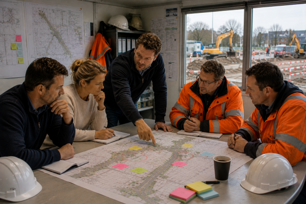 Projectteam analyseert risico’s en beheersmaatregelen voor een infraproject