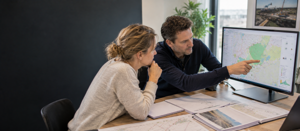 Bouwprofessionals analyseren stikstofberekeningen en AERIUS-resultaten voor een bouwproject